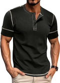 Men's Muscle Henley Shirt Short Sleeve Button